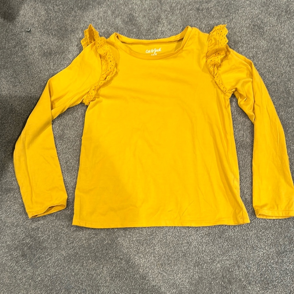 Cat & Jack mustard yellow girls 7/8 shirt